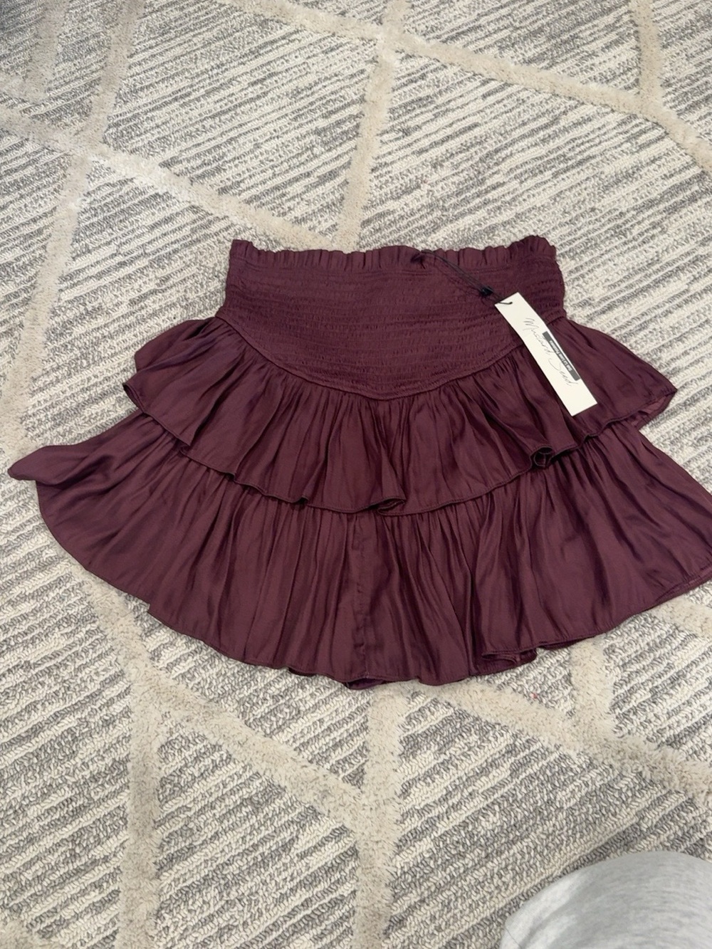 Mustard Seed Tiered Ruffle Mini Skirt - Plum